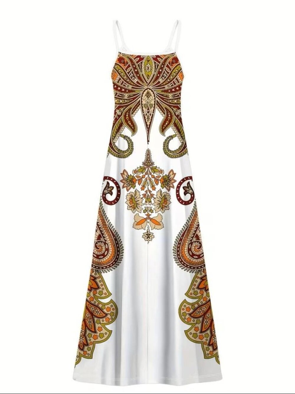 Boho Paisley Maxi Womens Bodycon Spaghetti Strap Resort Summer Dress - Picture 2 of 6